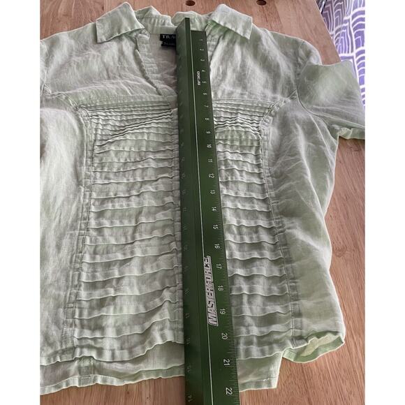 Tracey M Top‎ Linen V Neck Pullover 3/4 Sleeve Blouse Lightweight Womens Medium - Picture 4 of 6